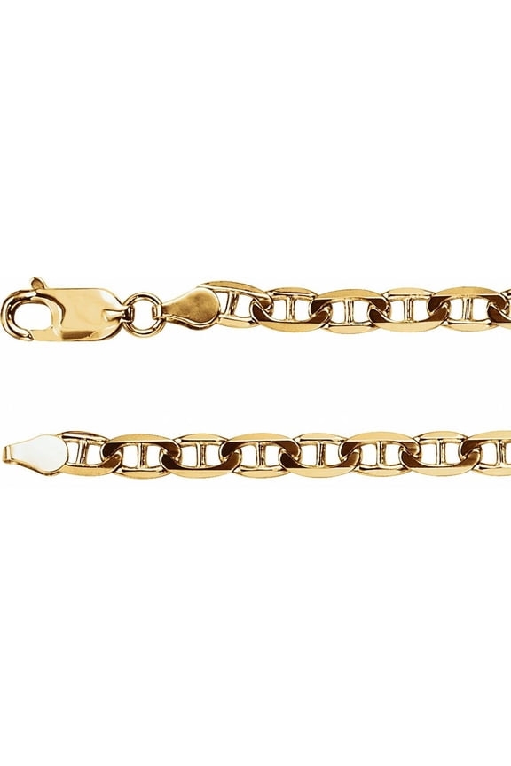 14k Yellow Gold 4.5mm Curbed Anchor Chain Necklace Fine Jewelry for Women Gifts for Her, 16"