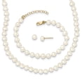 thumbnail image 1 of 14k Yellow Gold 4-5mm Freshwater Cultured Pearl 5 w/1 ext Bracelet 14 w/1 ext Necklace Earring Set, 1 of 2