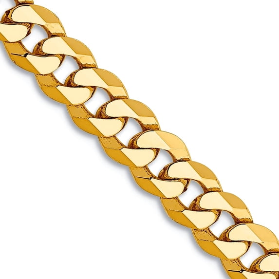 14k Yellow Gold Solid Polished 4.6mm Beveled Curb Chain Necklace 18 Inch Lobster Claw Chain Necklace for Women and Men