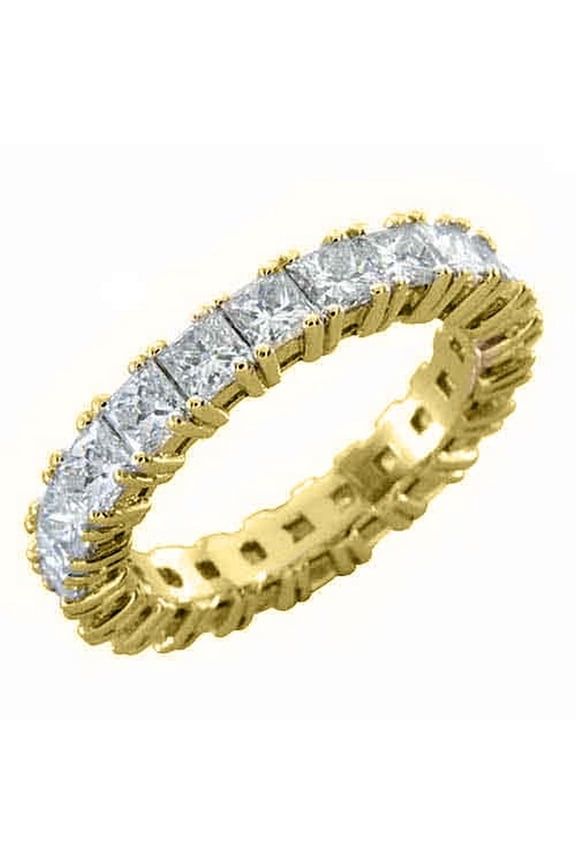 14k Yellow Gold 4 Carats Princess Cut Square Diamond Eternity Band