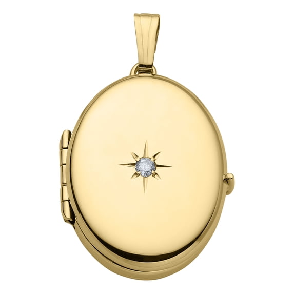 14k Yellow Gold 4 Photo 7/8 inch Oval Locket Pendant