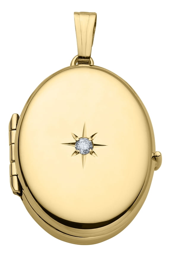 14k Yellow Gold 4 Photo 7/8 inch Oval Locket Pendant