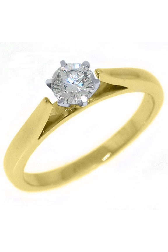 14k Yellow Gold .40 Carats Solitaire Brilliant Round Diamond Engagement Ring