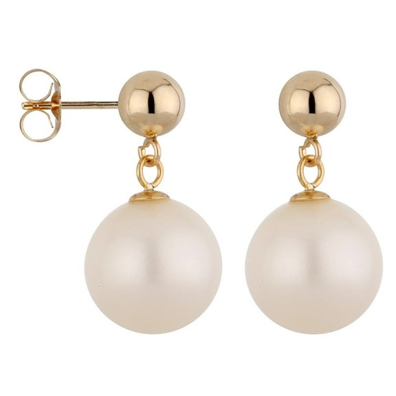 14k Yellow Gold 4mm Ball Stud Earring with Round Freshwater Cultured Pearl