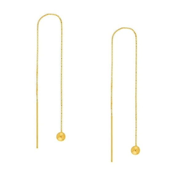 14k Yellow Gold 4mm Ball Threader Earrings Ball Earring for Women - .9 Grams