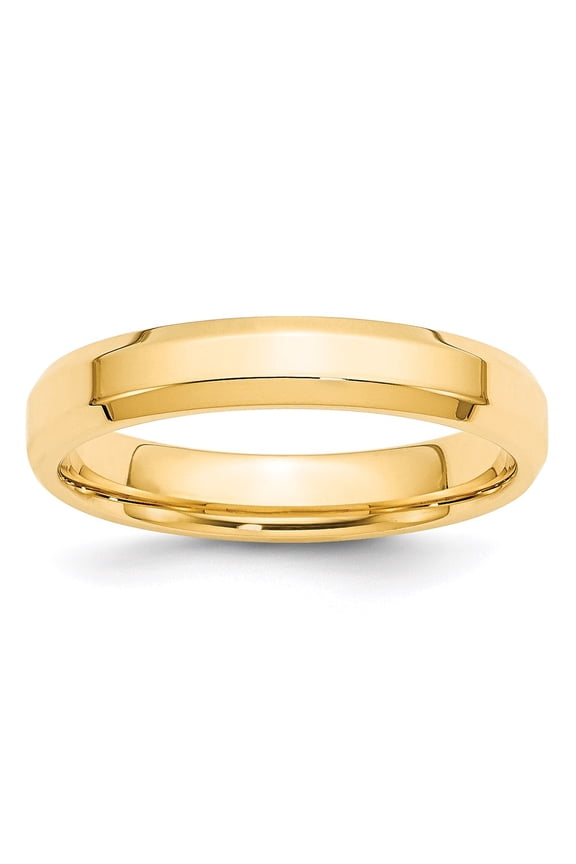 14k Yellow Gold 4mm Bevel Edge Comfort Fit Bridal Engagement Wedding Band Ring Fine Jewelry For Women Gifts For Her, Size 6