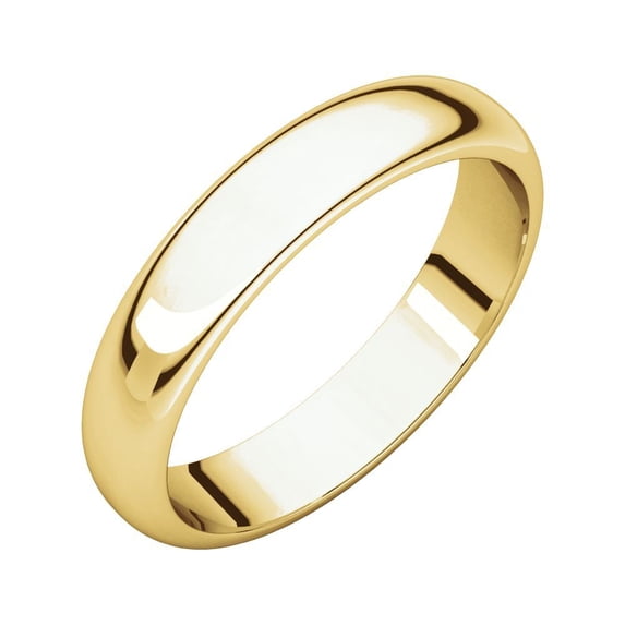 14k Yellow Gold 4mm Half Round Band Ring - 4.3 Grams - Size 10