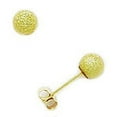 thumbnail image 1 of 14k Yellow Gold 4mm Lazer-matt Ball Earrings, 1 of 2