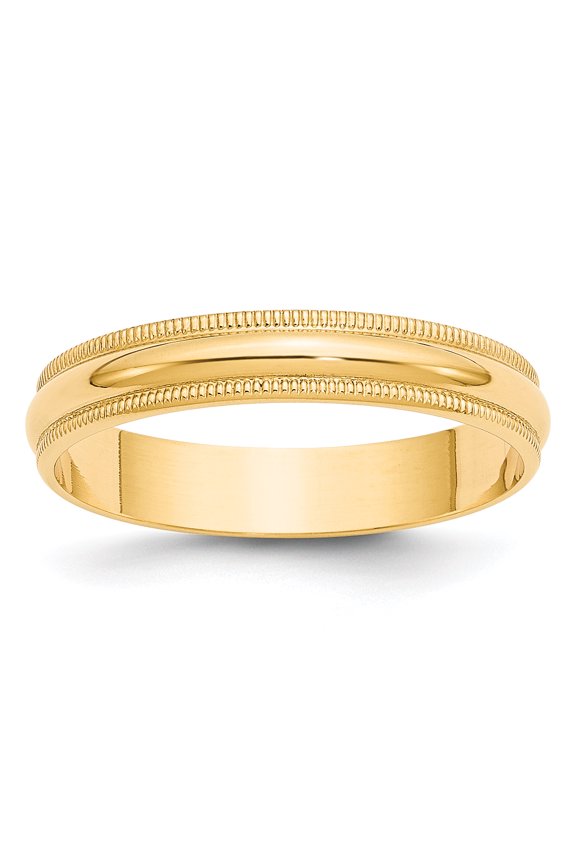 14k Yellow Gold 4mm Lightweight Milgrain Half Round Band Size 6