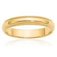 thumbnail image 1 of 14K Solid Yellow Gold 4mm Milgrain Half Round Plain Classic Wedding Band Ring, 1 of 11