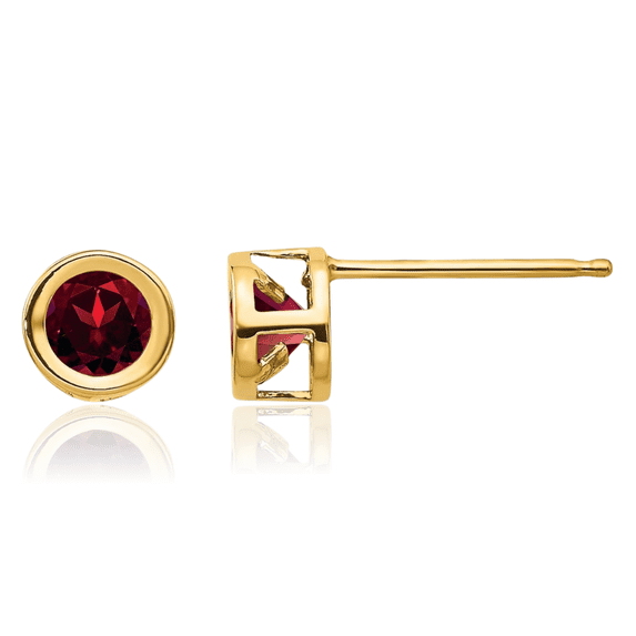 14K Solid Yellow Gold 4mm Oval Red Garnet Studs Gemstone Solitaire Earrings January Birthstone Jewelry