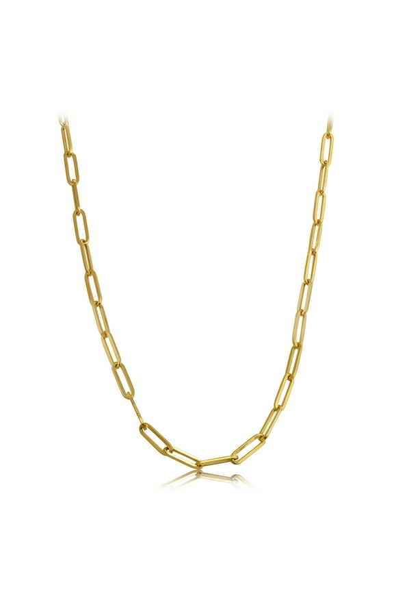 14k Yellow Gold 4mm Paper Clip Link Necklace (15")