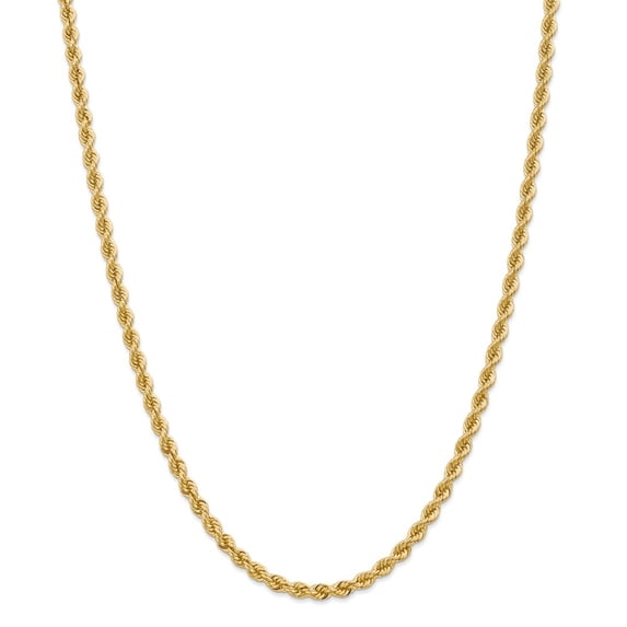 14k Yellow Gold 4mm Solid Plain Rope Chain w/ Lobster Clasp 24"