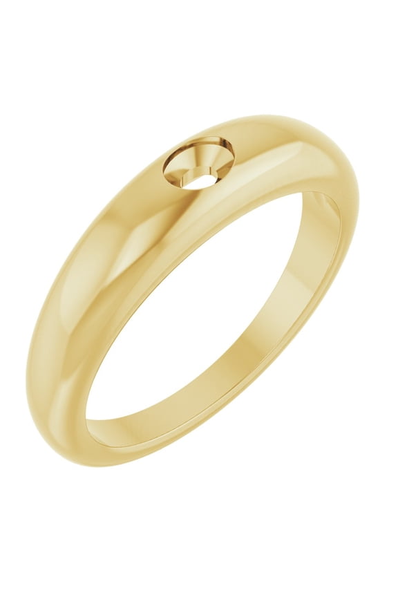 14k Yellow Gold 4x3mm Oval Shape Petite Dome Solitaire Fashion Ring Fine Jewelry For Women Gifts For Her (Mounting Only, Not All Stones Included), Size 7
