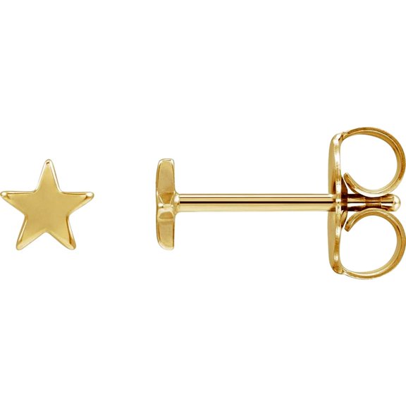 14k Yellow Gold 4x4mm Friction Back .37 Inch Polished Star Earring Stud Earring for Women - .5 Grams