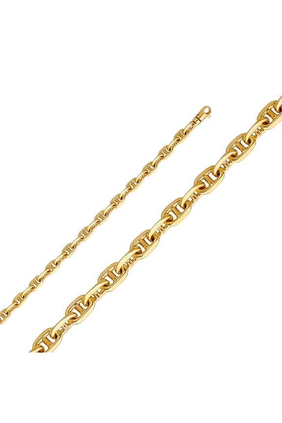 14k Yellow Gold 5.3mm Mariner Solid Anchor Chain Link Necklace 26" Jewelry Female Unisex