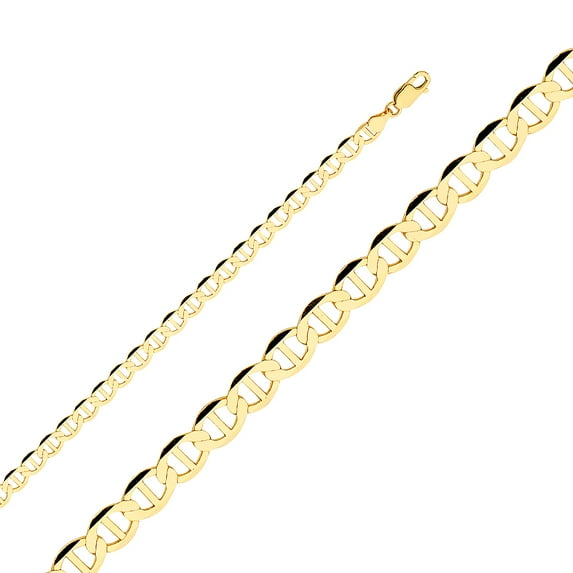 14k Yellow Gold 5.5mm Flat Solid Mariner Chain Link Necklace 20" Jewelry Female Unisex