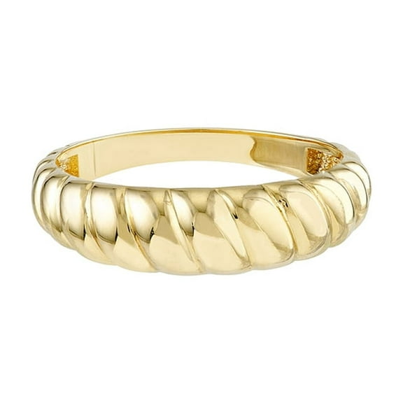 14k Yellow Gold 5.6mm Ribbed Polished Ring Size 8 Ring for Women