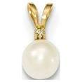 thumbnail image 1 of 14k Yellow Gold 5-6mm Round White Freshwater Cultured Pearl Diamond Pendant Charm, 1 of 1