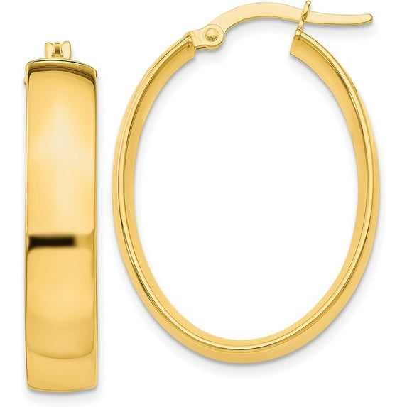 14k Yellow Gold 5.75mm Polished Oval Hoop Earrings - 18mm