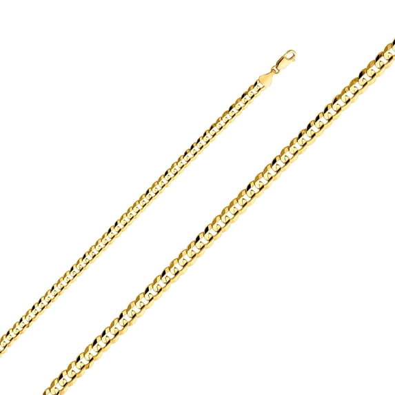 14k Yellow Gold 5.9mm Concave Cuban Solid Curb Chain Link Necklace 22" Jewelry Female Unisex