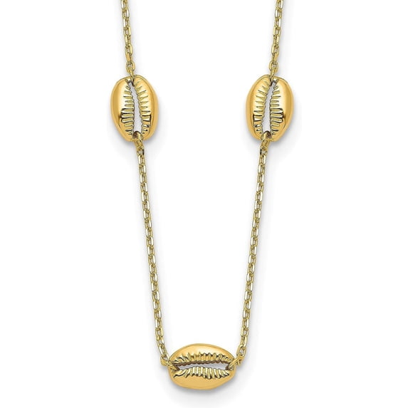 14k Yellow Gold 5-Station Shell 18in Necklace - 18" Chain