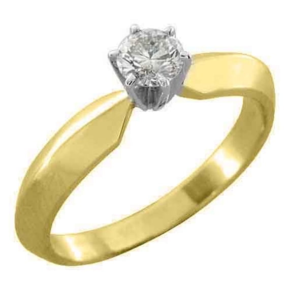 14k Yellow Gold .50 Carats Solitaire Brilliant Round Diamond Engagement Ring