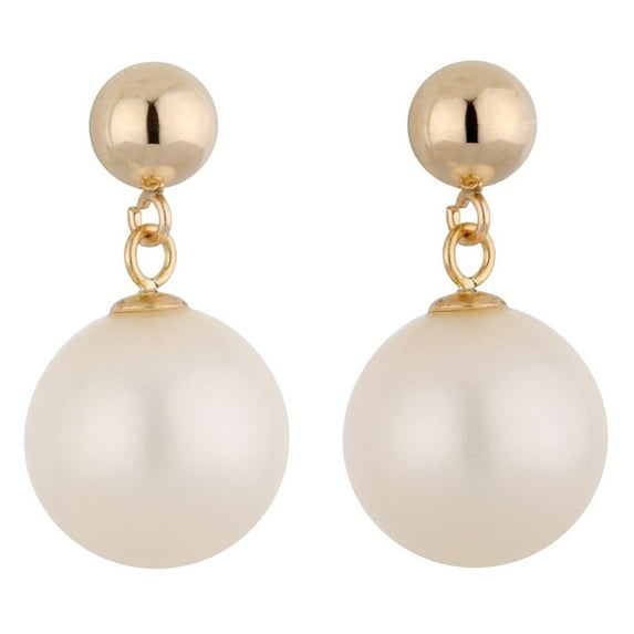 14k Yellow Gold 5mm Ball Stud Earring with Round Freshwater Cultured Pearl
