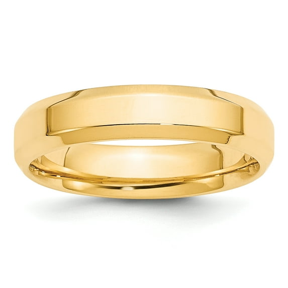 14k Yellow Gold 5mm Bevel Edge Comfort Fit Band Size 8