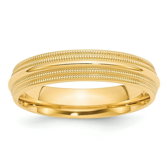 14k Yellow Gold 5mm Double Milgrain Comfort Fit Band Size 7.5