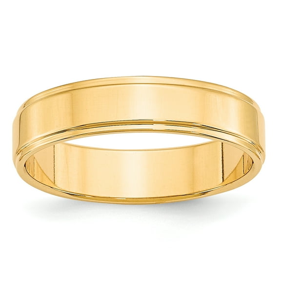 14k Yellow Gold 5mm Flat with Step Edge Band Size 9