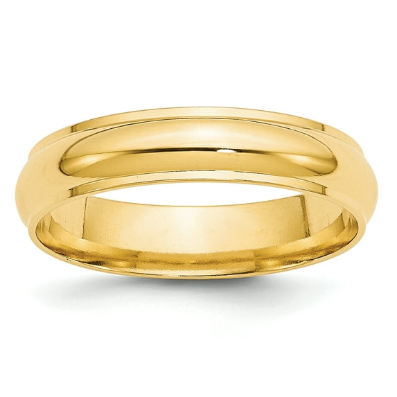 14k Yellow Gold 5mm Half Round with Edge Band Size 4.5
