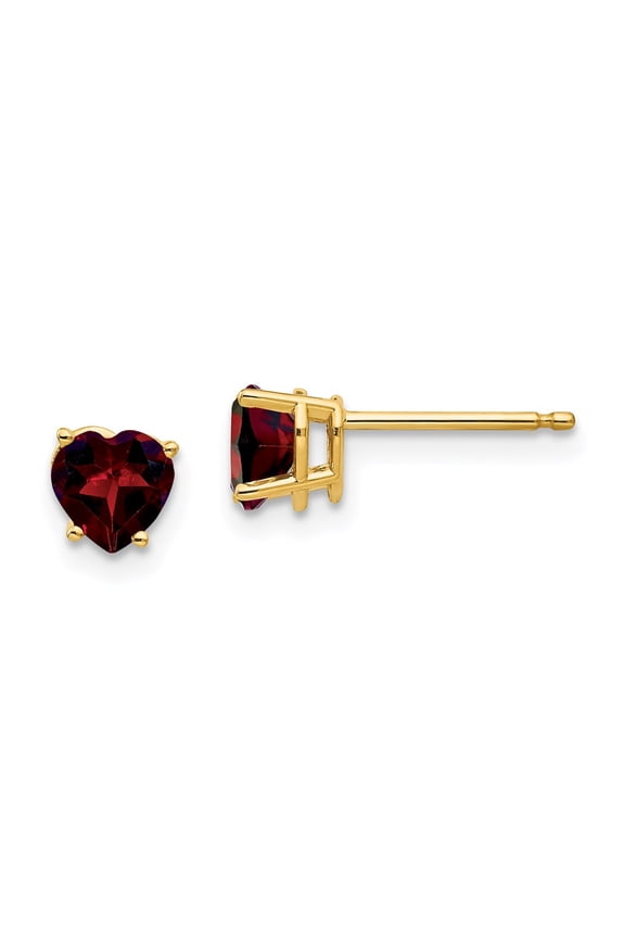 14k Yellow Gold 5mm Heart Garnet Earrings Fine Jewelry For Women Gifts For Her