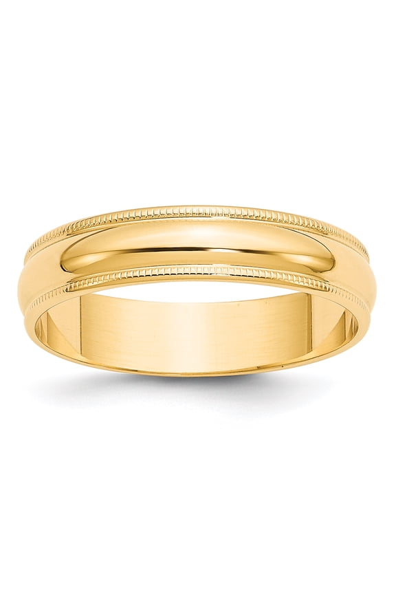 14k Yellow Gold 5mm Lightweight Milgrain Half Round Band Size 6