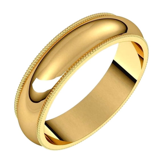 14k Yellow Gold 5mm Milgrain Band Ring Size 11 Ring for Women and Men - 5.5 Grams