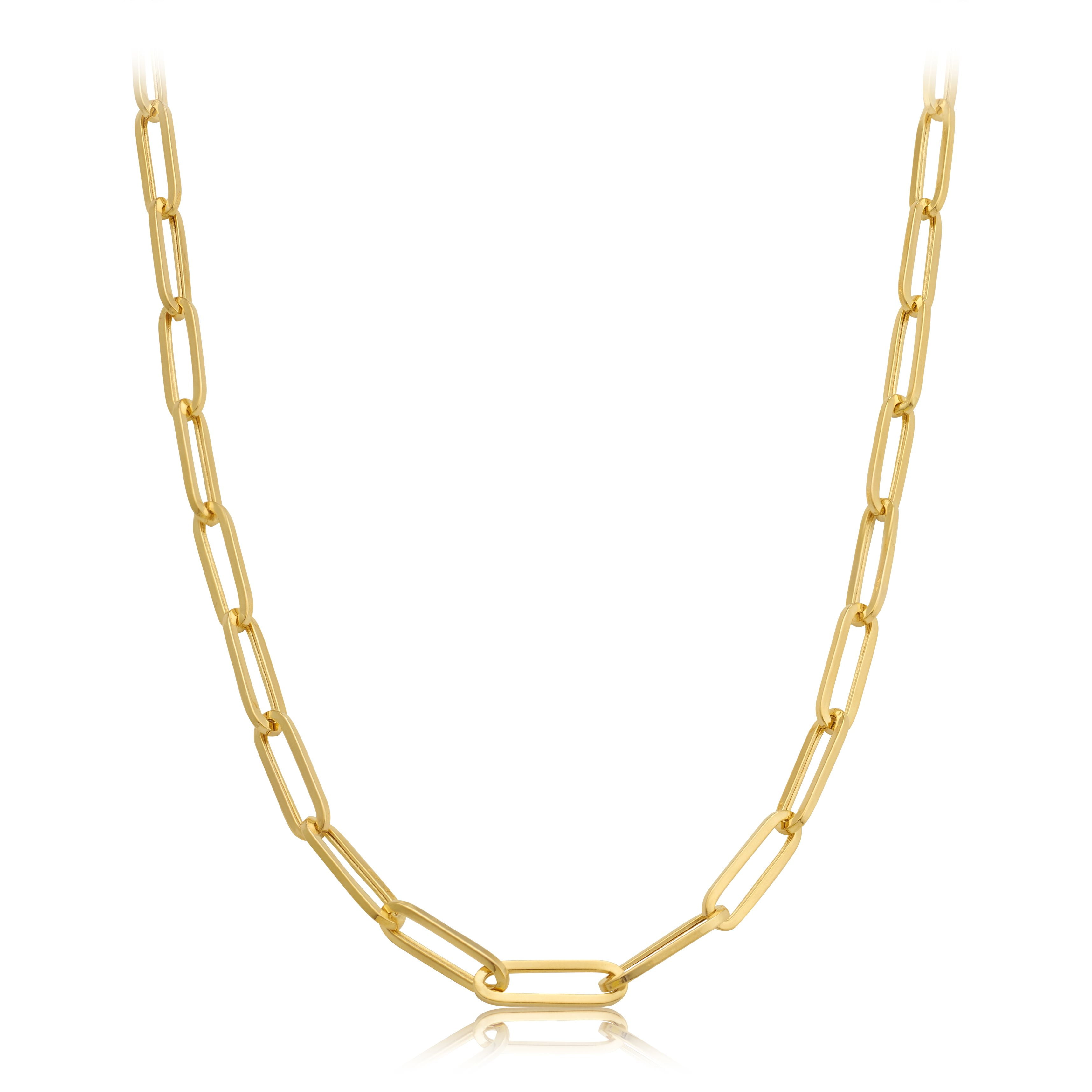 14k Yellow Gold 5mm Paper Clip Link Necklace (22")