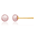 thumbnail image 1 of 14K Solid Yellow Gold 4mm Purple Freshwater Cultured Button Pearl Stud Earrings, 1 of 10