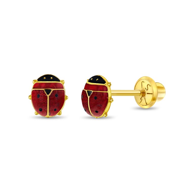 18k Yellow Gold 5mm Classic Ball Safety Screw Back Earrings for Girls &  Preteens 