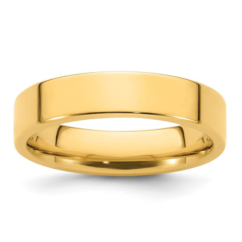 Primal Gold 14 Karat Yellow Gold 5mm Standard Flat Comfort Fit Band Size 5.5