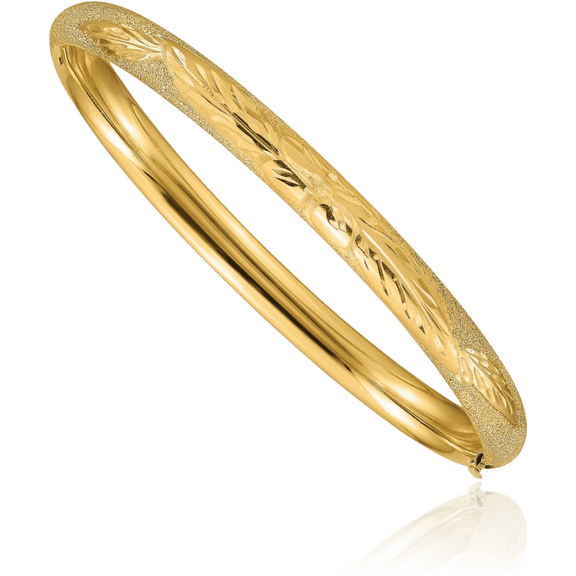 14K Solid Yellow Gold 6.35mm Hinged Bangle Bracelet