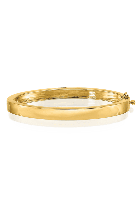 14K Solid Yellow Gold 6.3mm Hinged Bangle Bracelet
