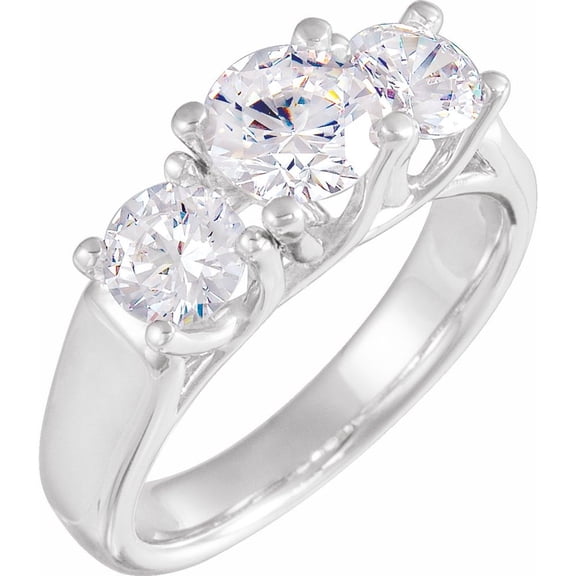 14k Yellow Gold 6.5mm 3 Three-Stone Bridal Wedding Engagement Anniversary Eternity Band Ring Fine Jewelry For Women Gifts For Her (Mounting Only, Not All Stones Included), Size 7