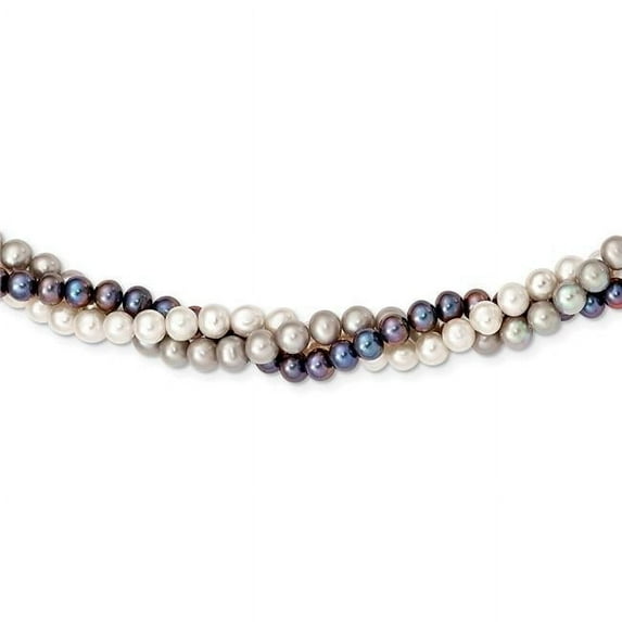 Primal Gold 14 Karat Yellow Gold 6-7mm Multicolor Freshwater Cultured Pearl 3-strand Necklace
