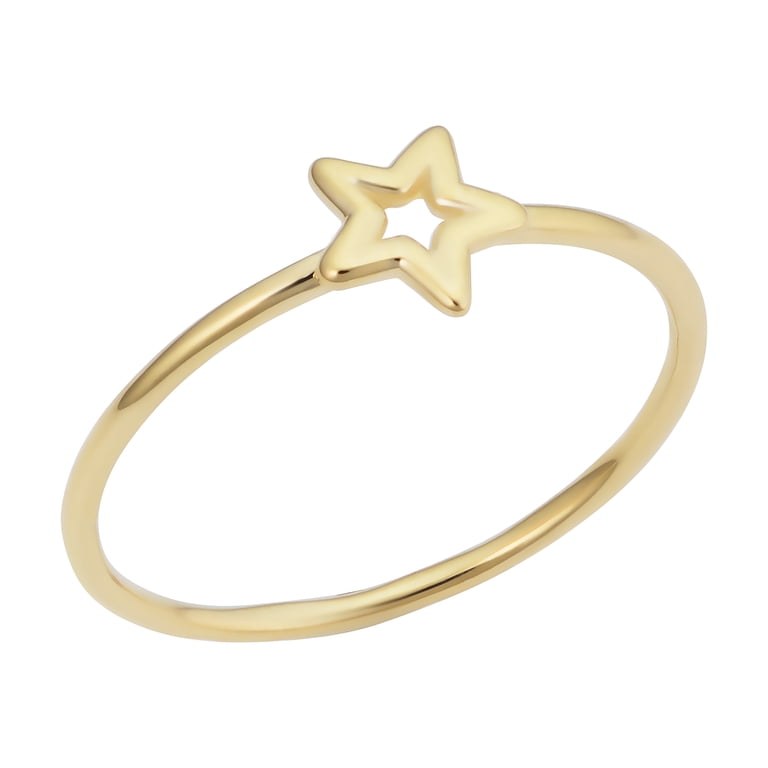 KoolJewelry 14k Yellow Gold 6.7mm Small Star Ring (size 5 