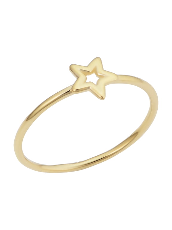 KoolJewelry 14k Yellow Gold 6.7mm Small Star Ring (size 5) | Minimalist Jewelry for Women