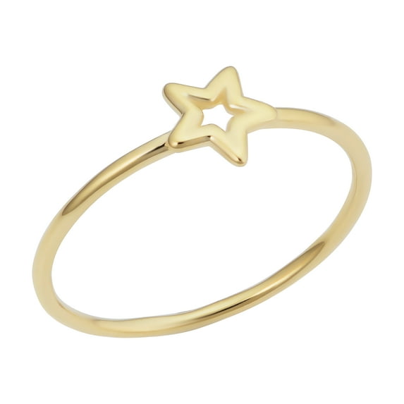 KoolJewelry 14k Yellow Gold 6.7mm Small Star Ring (size 8) | Minimalist Jewelry for Women