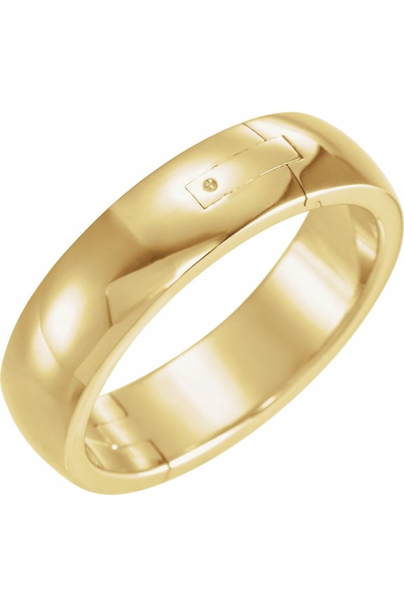 14k Yellow Gold 6mm CLIQ Hinged Adjustable Bridal Wedding Engagement Anniversary Band Ring Fine Jewelry For Women Gifts For Her, Size 6