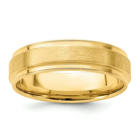 14k Yellow Gold 6mm Lightweight Comfort Fit Brushed Satin Fancy Wedding Band Size 11 YB118L