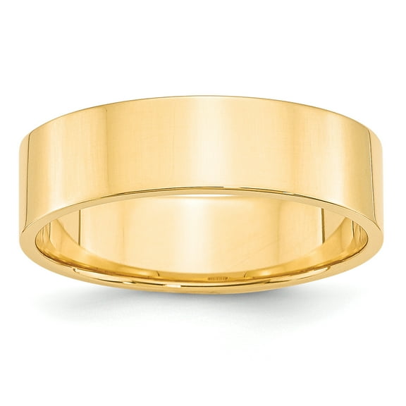 14k Yellow Gold 6mm Lightweight Flat Wedding Band Size 4.5 FLL060