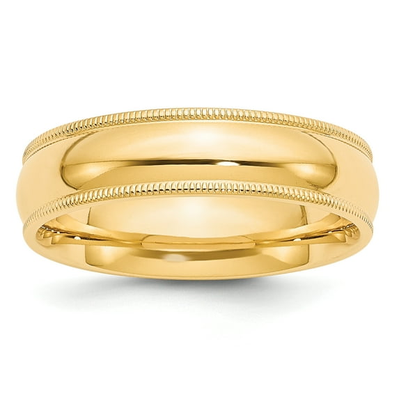 14k Yellow Gold 6mm Milgrain Comfort Fit Band Size 13.5